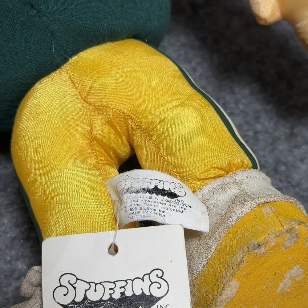 Vintage 1995 STUFFINS NFL GREEN BAY PACKERS 12” Cheesehead Plush W/Tag Mascot